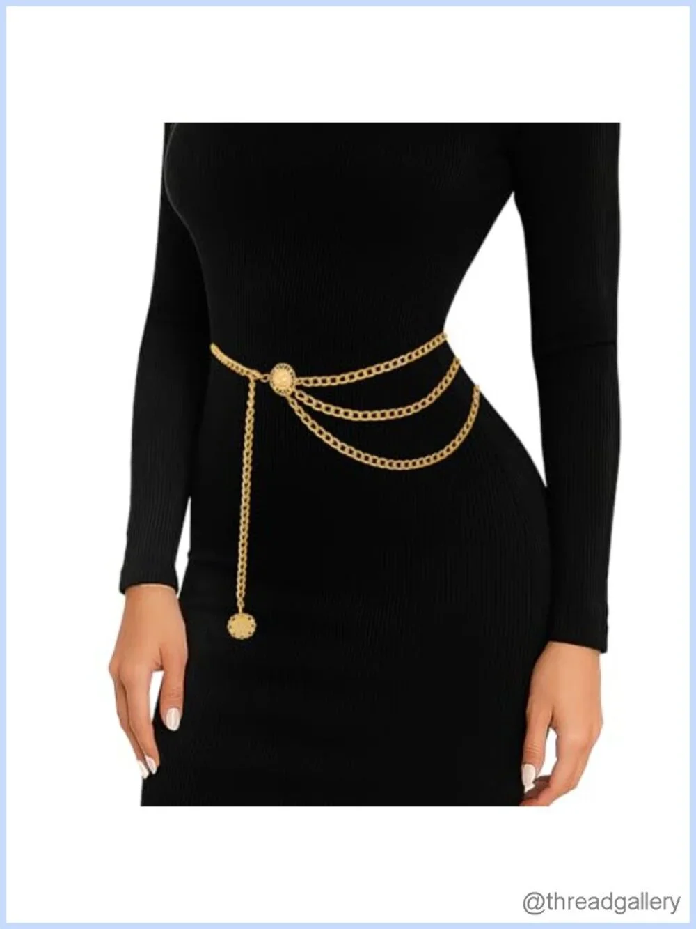 WERFORU Women Metal Waist Chain Belt Multilayer Gold Chain Belts for Women